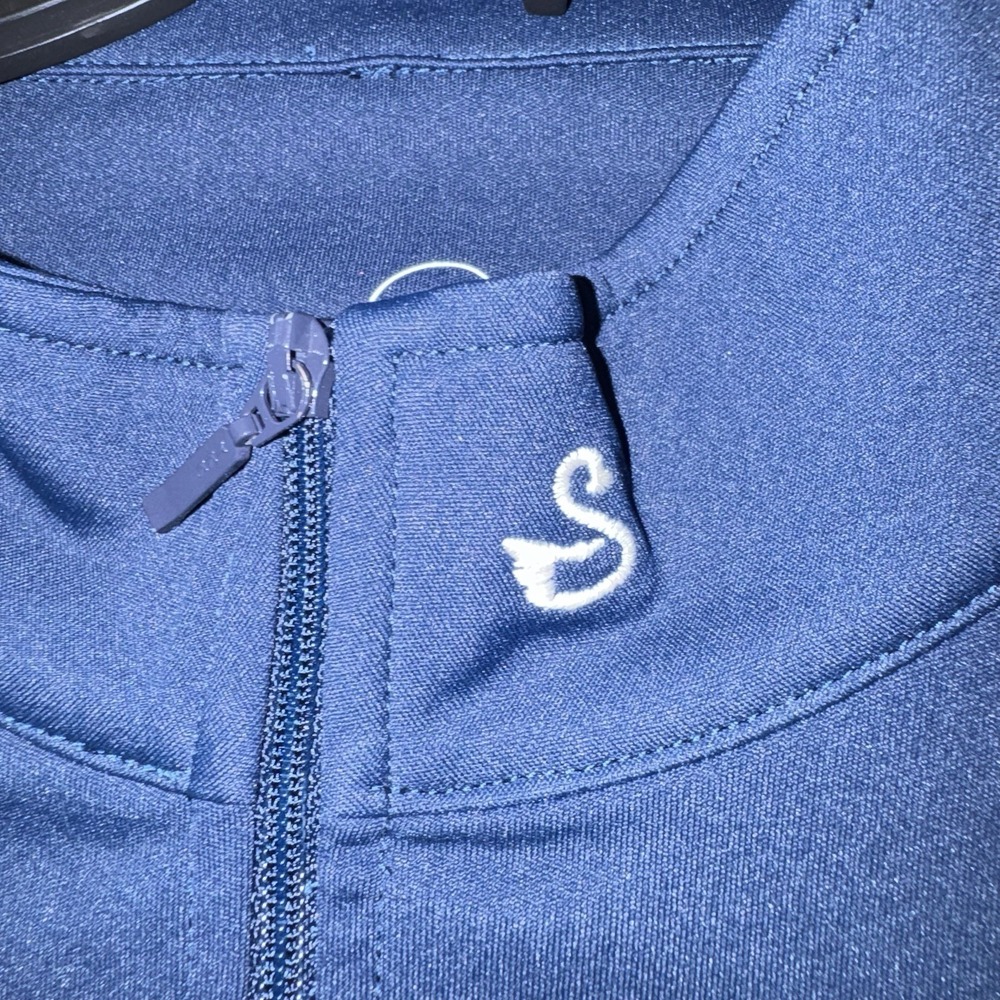 Men's Large Swannies Quarter Zip Performance Golf Pullover Navy HR Country Club - Picture 3 of 6